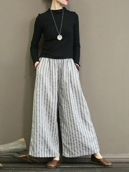 GR - Striped Wide Leg Trousers