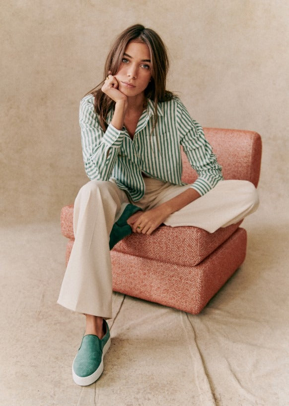 GR | Striped button-down shirt for women