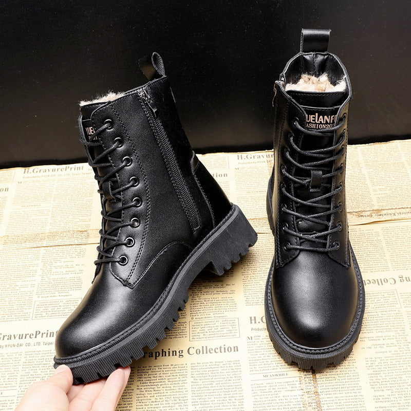 GR | Black leather winter boots – women's boots for cold days