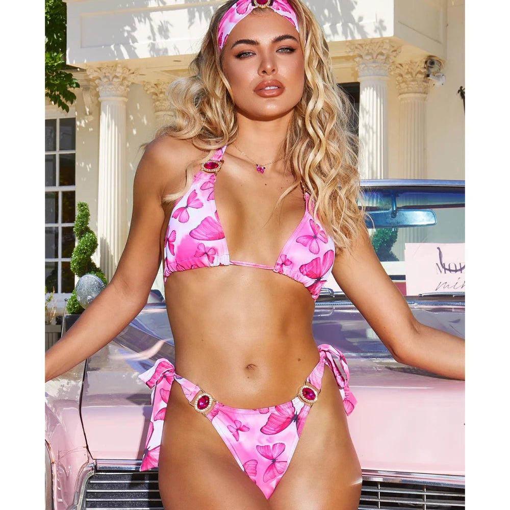 GR Bikini with white crystal choker by ByVera