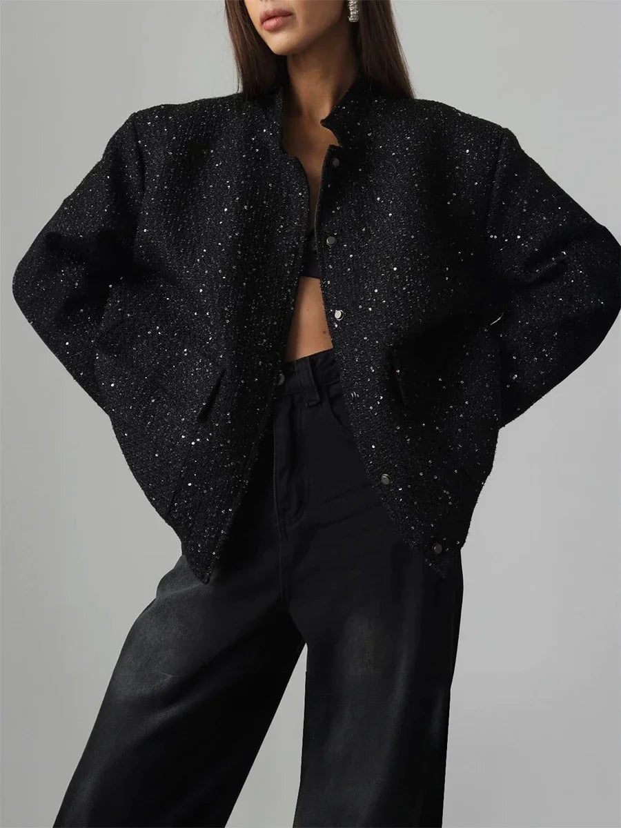 GR - Women's sequined tweed jacket for a glamorous touch