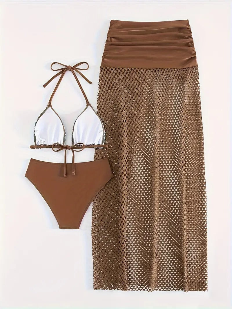 GR | Three-piece bikini set with tribal print for women