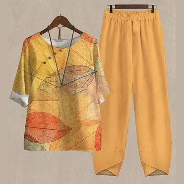 GR | Elegant two-piece set with butterfly print for women