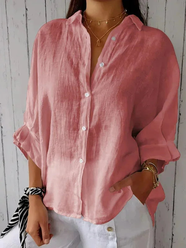 GR | Elegant tie-strap cotton-linen shirt