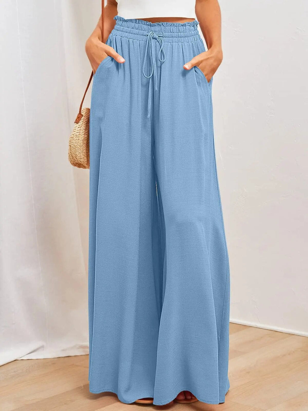 GR - Wide-legged trousers with elasticated waistband