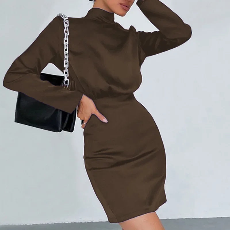 GR | Elegant roll-neck dress with ruching
