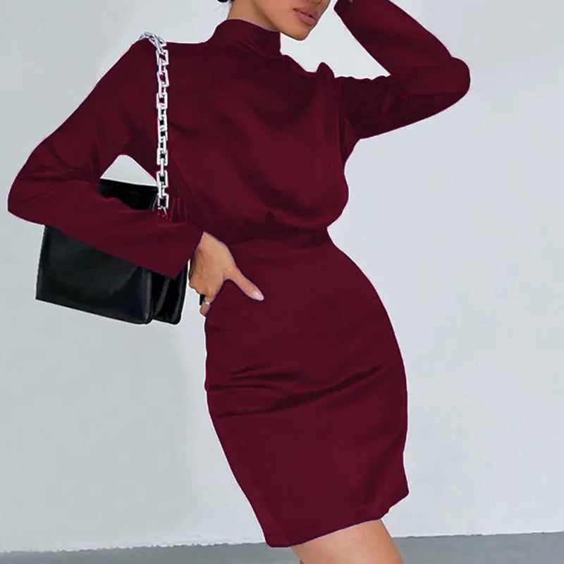 GR | Elegant roll-neck dress with ruching