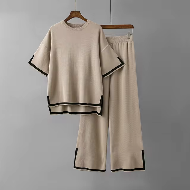 GR | Elegant short-sleeved two-piece set made of ice silk