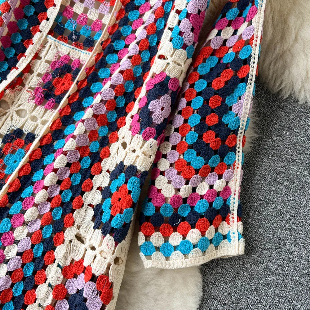 GR | Gehäkelte Lange Granny Square Strickjacke