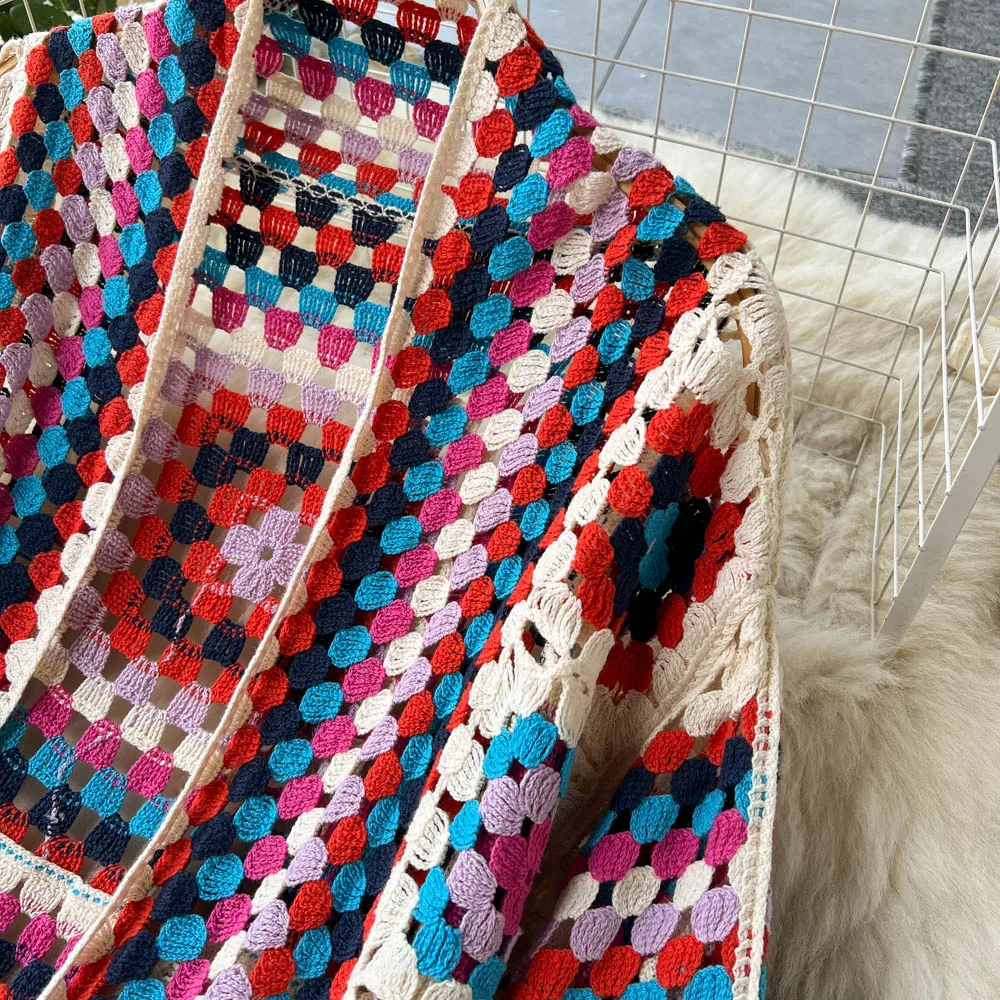 GR | Gehäkelte Lange Granny Square Strickjacke