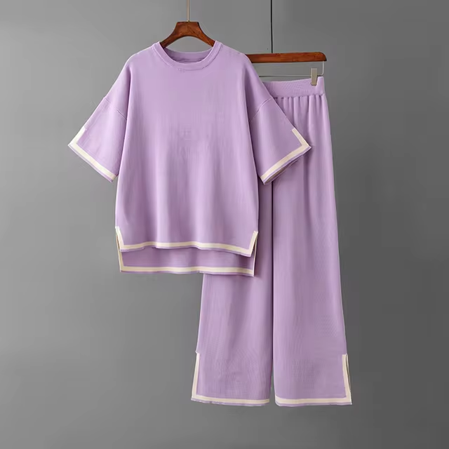 GR | Elegant short-sleeved two-piece set made of ice silk