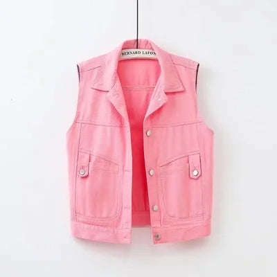 GR | Casual denim vest with pocket detail