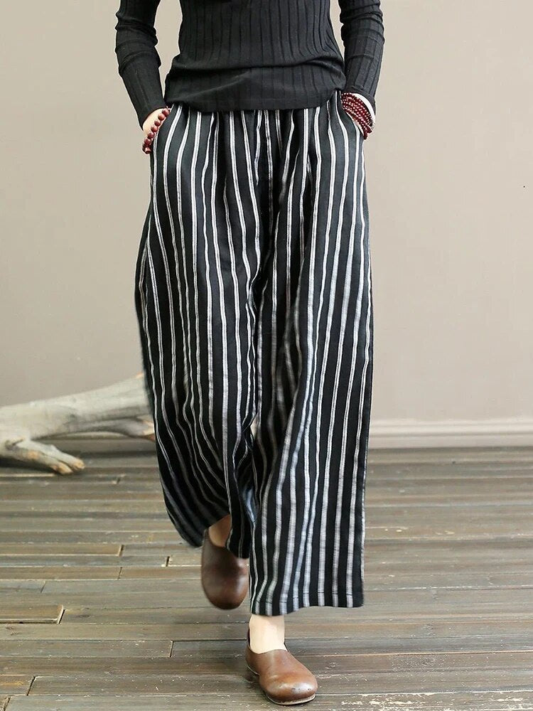 GR - Striped Wide Leg Trousers