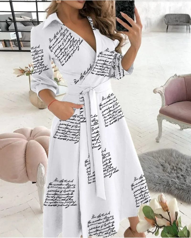 GR | Elegantes Midi Wickelkleid Perfekt für Formelle Anlässe Emilia