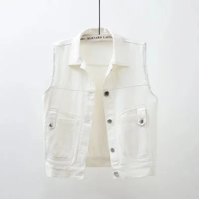 GR | Casual denim vest with pocket detail