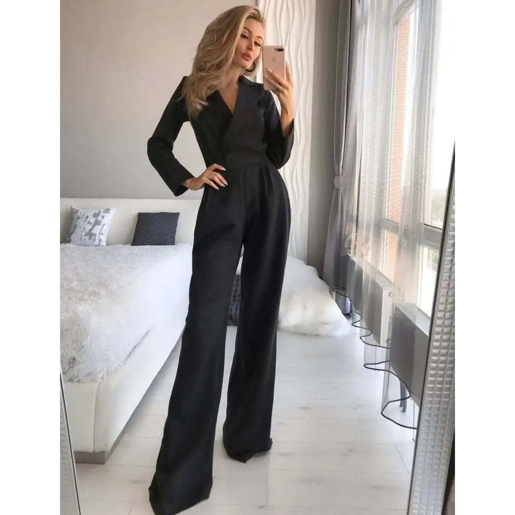GR | Elegant White V-Neck Jumpsuit for Women
