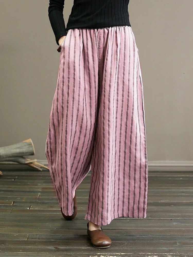 GR - Striped Wide Leg Trousers