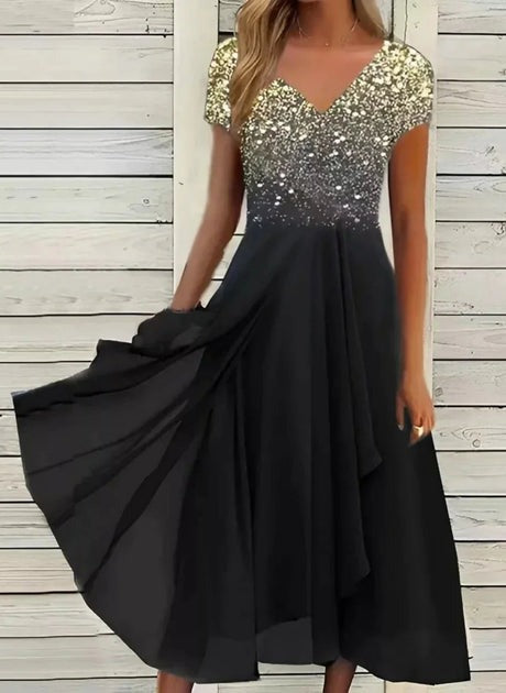 GR | Bedrucktes Kleid mit fließendem Rock für Damen