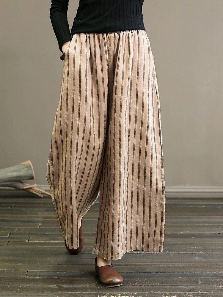 GR - Striped Wide Leg Trousers