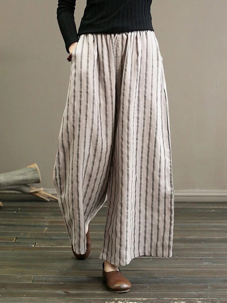GR - Striped Wide Leg Trousers