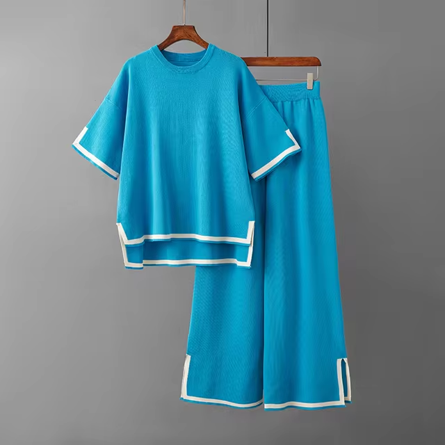 GR | Elegant short-sleeved two-piece set made of ice silk