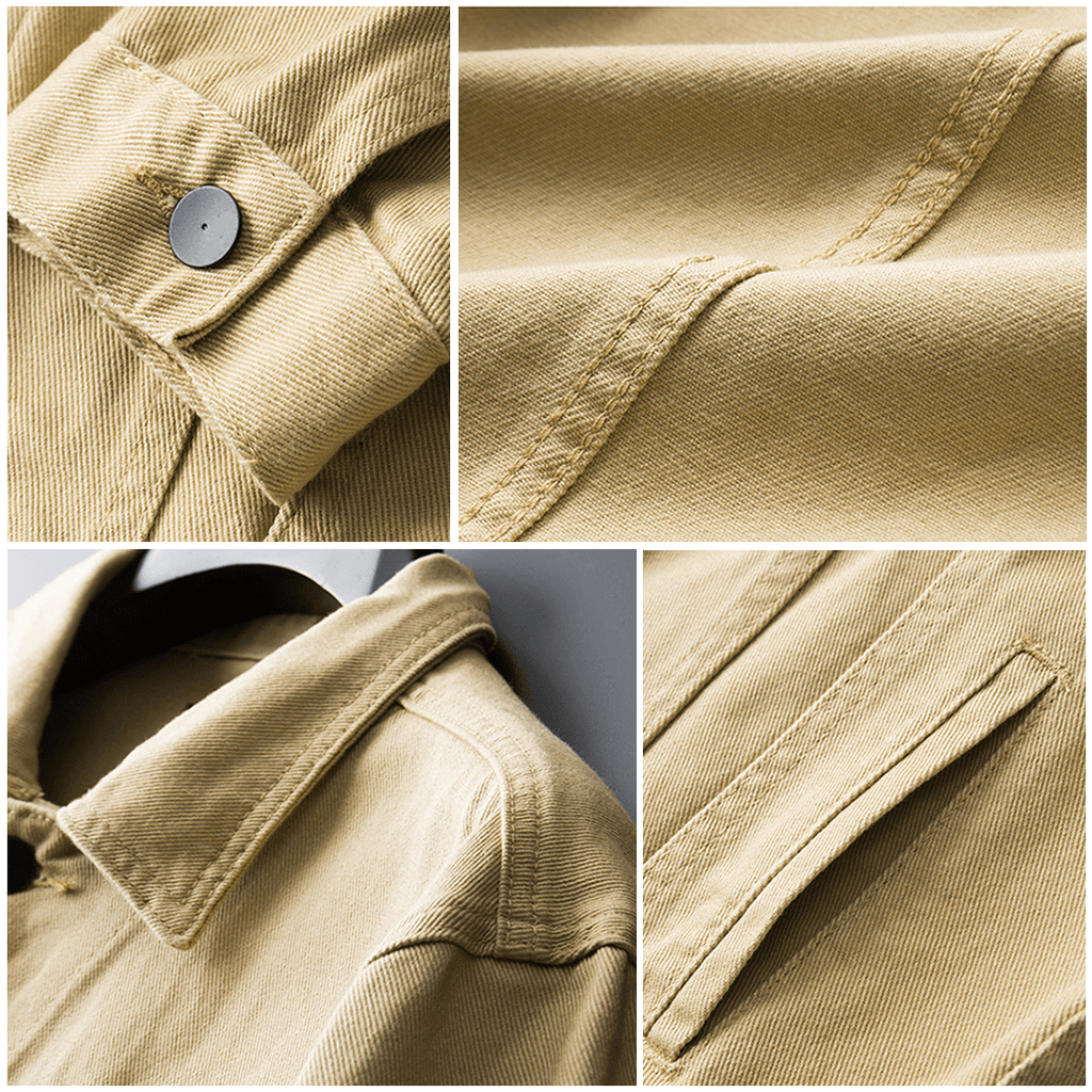 GR | Denimjacke Klassischer Button up Brust & Paspeltaschen Robuste Freizeitkleidung
