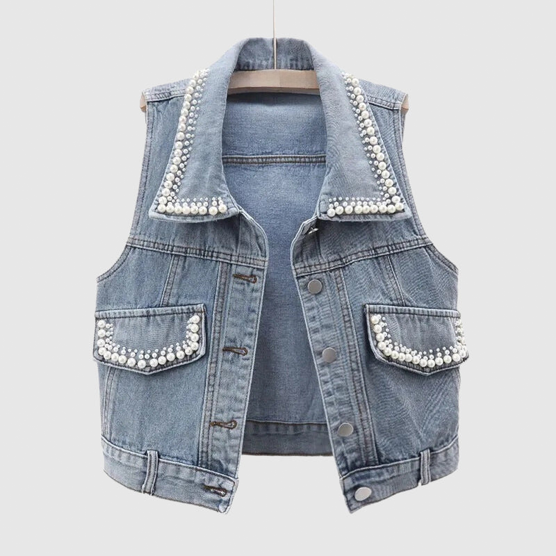 GR - Denim Vest with Pearl