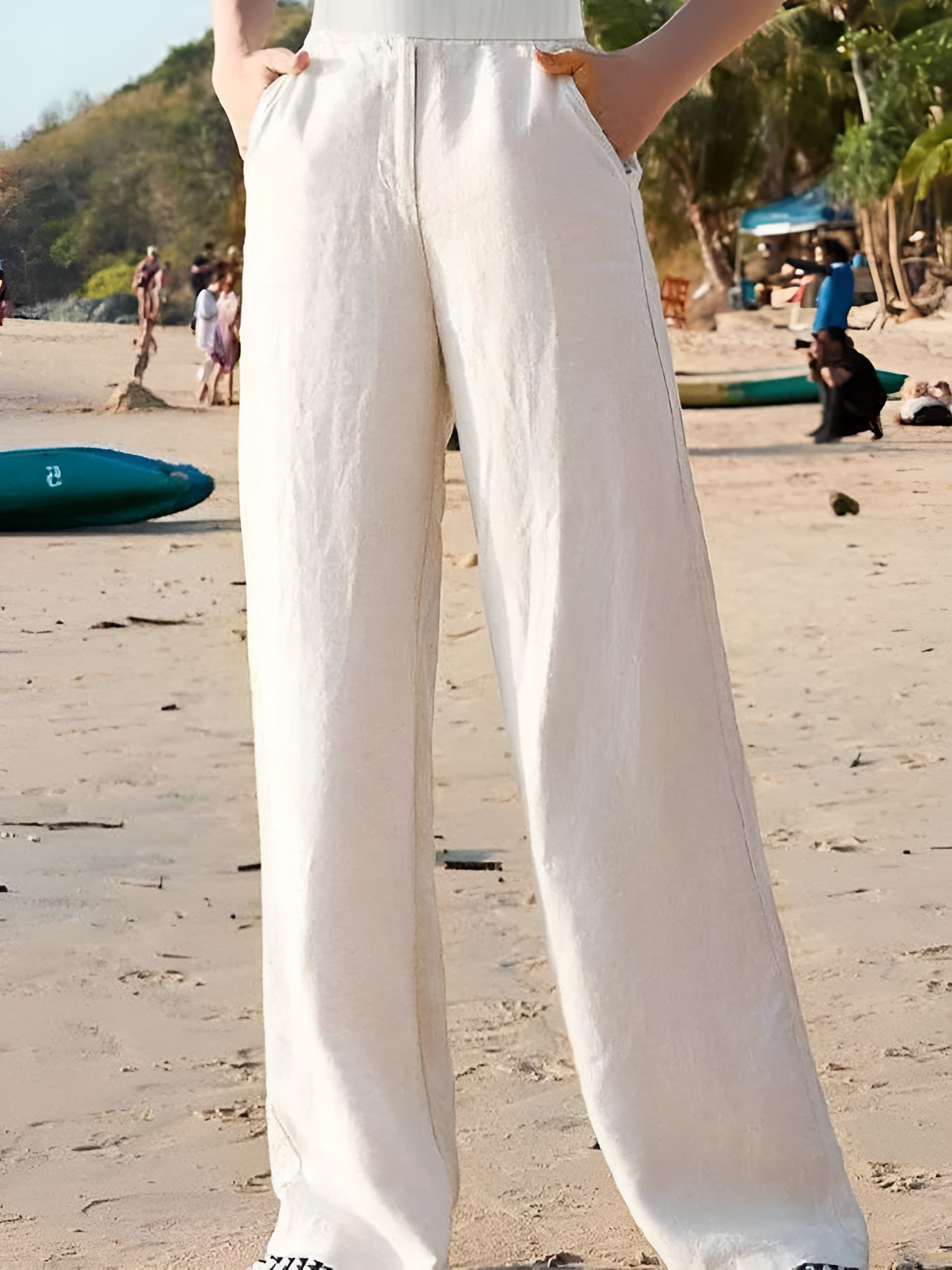 GR | Women's 100% Linen Wide Leg Trousers