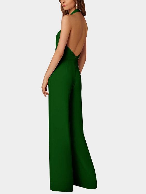 GR | Deep V-neck Sleeveless Wide Leg Jumpsuit