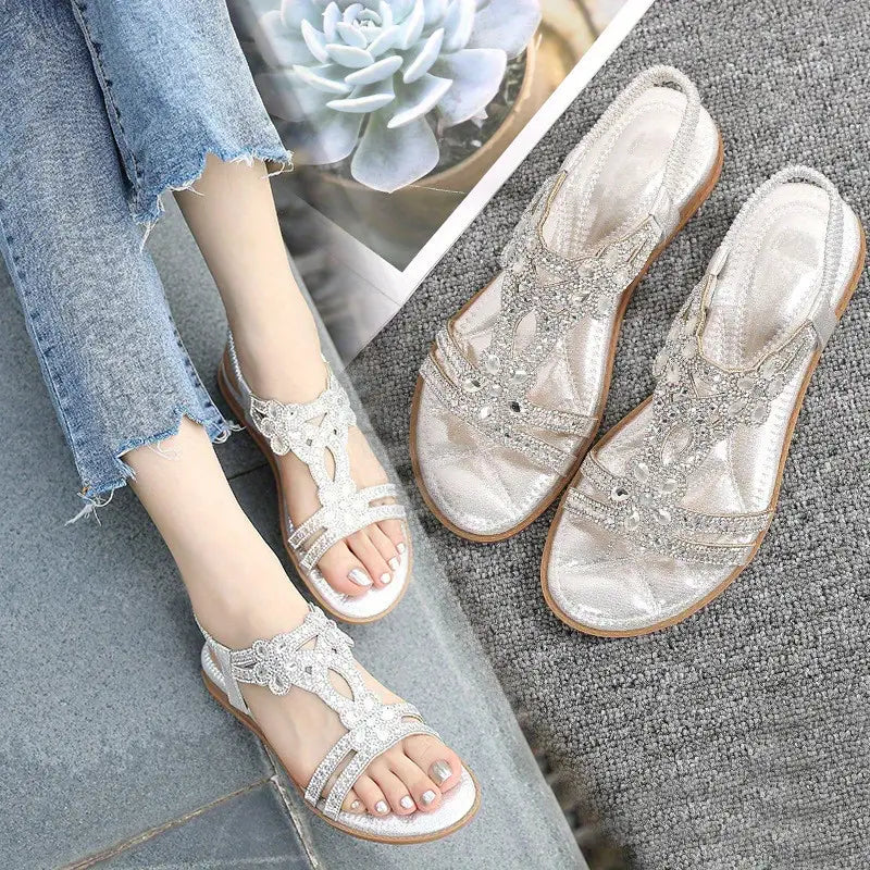 GR Flat Sandals - Chic - Elastic Ankle Strap
