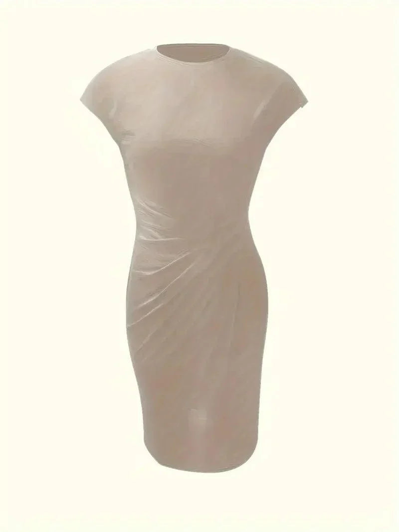 GR | Stilvolles Schmales Kleid Mit Rundhalsausschnitt