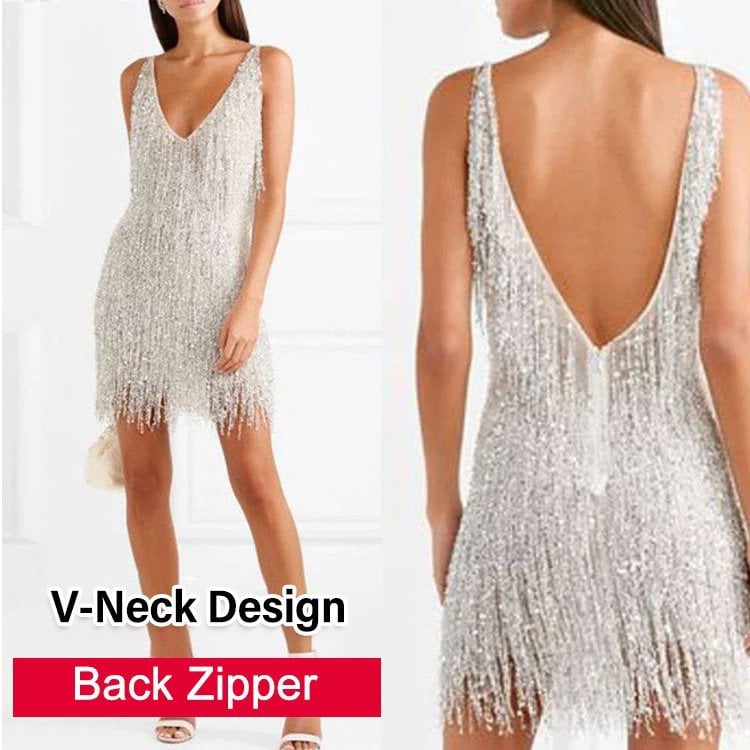 GR | Slip Kleid - Verführerisches V-Ausschnitt Kleid für Einen Stilvollen Look