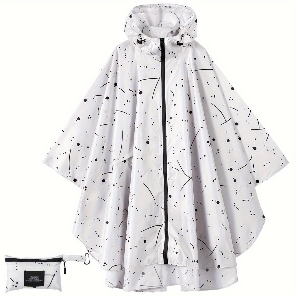 GR | Sporty women's rain poncho with hood and geometric pattern
