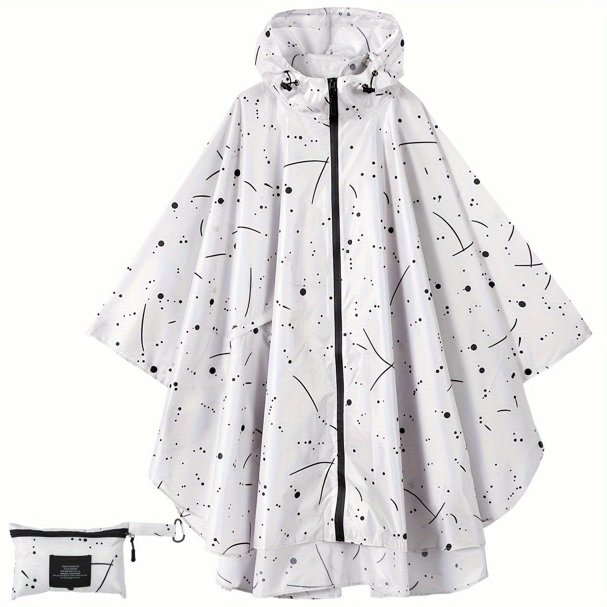 GR | Sporty women's rain poncho with hood and geometric pattern
