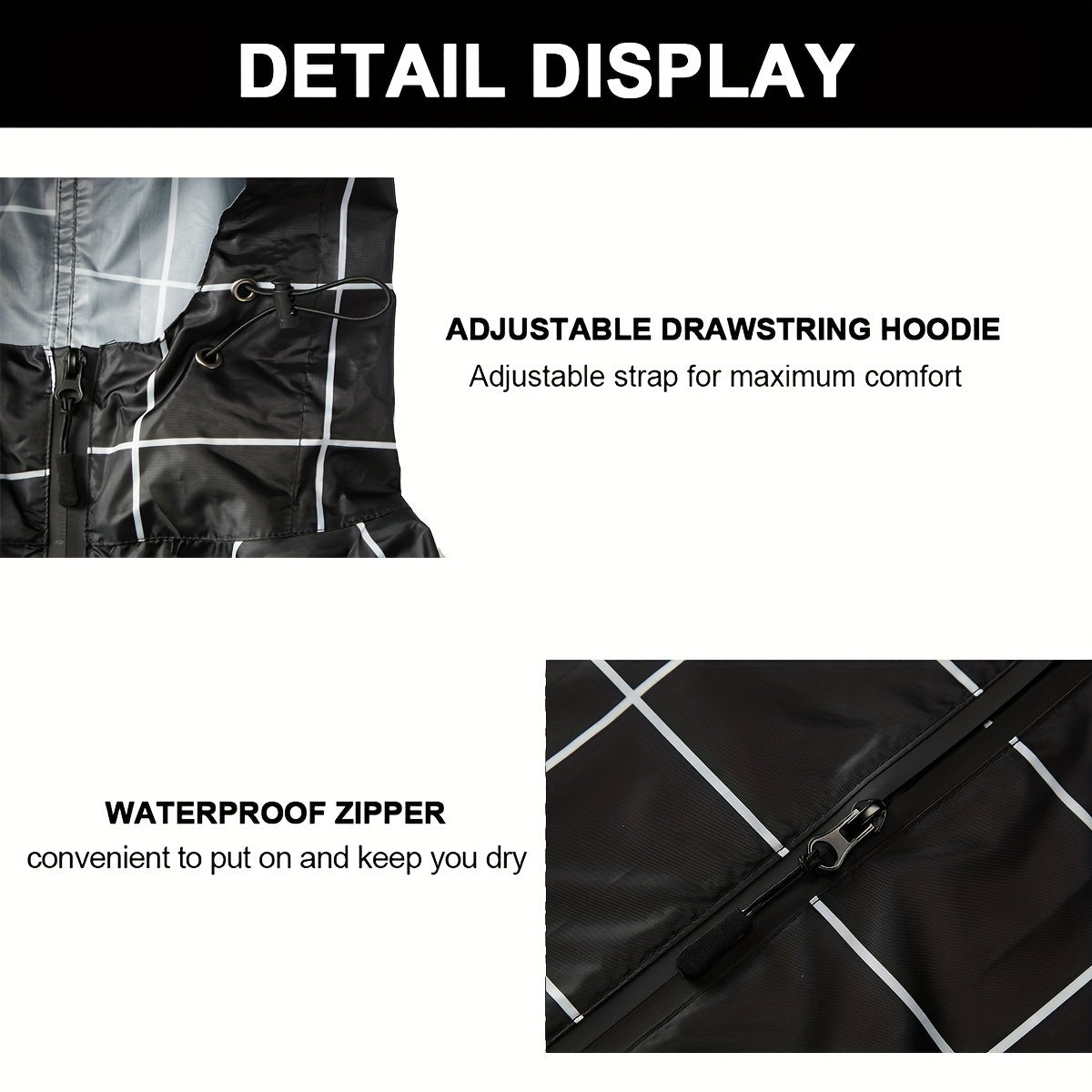 GR | Sporty women's rain poncho with hood and geometric pattern