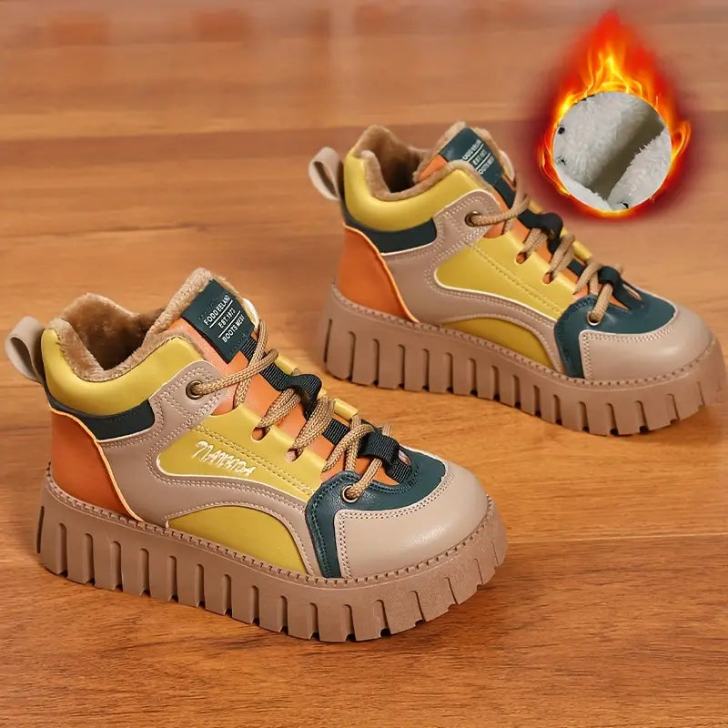 Winter sneakers with plush lining and lacing