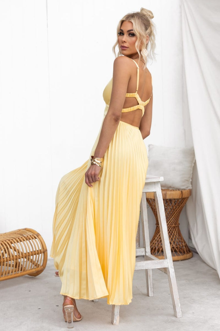 GR | Tucson Sunset Pleated Back Elastic Umbrella Maxi Dress