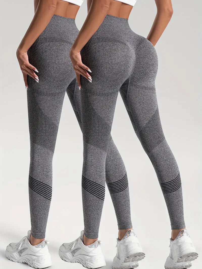 GR | 2 pcs. Sports leggings for yoga and fitness. Solid color with high stretch.