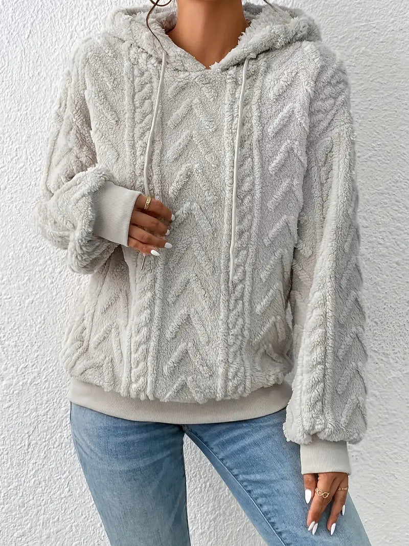 GR Sweater | Stylischer weicher Teddy-Fleece-Kapuzenpullover für Frauen