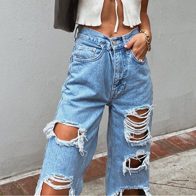 GR women's jeans with rips and washed effect 