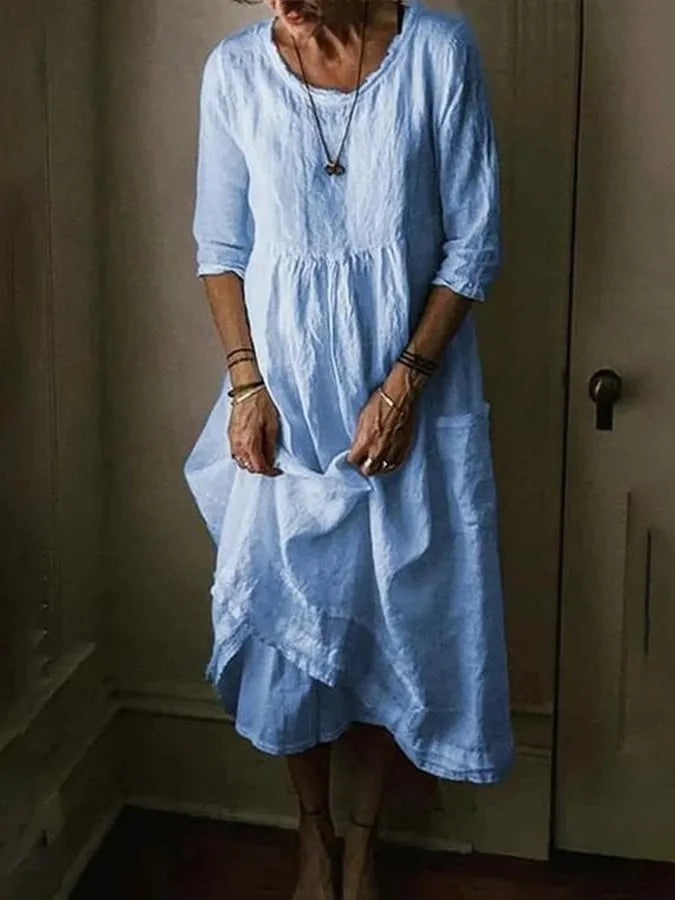 GR | stilvolles Leinenkleid für Frauen: elegante Schlichtheit trifft auf Komfort
