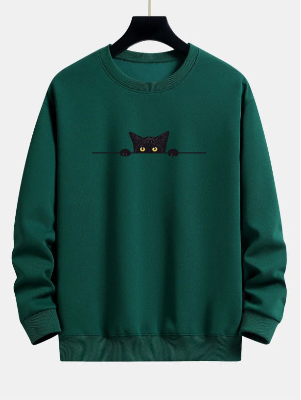 GR | Relax Fit Sweatshirt with Black Cat Print