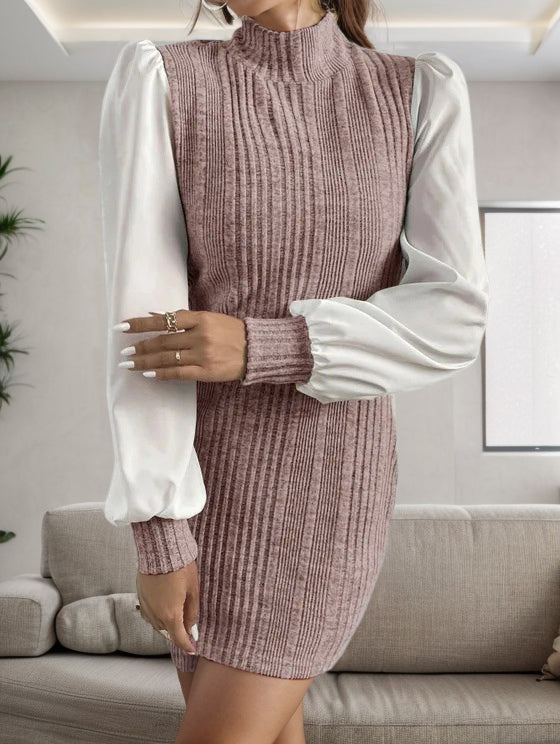 GR | Stilvolle Herbst Gerippte Pullover Kleid Für Frauen