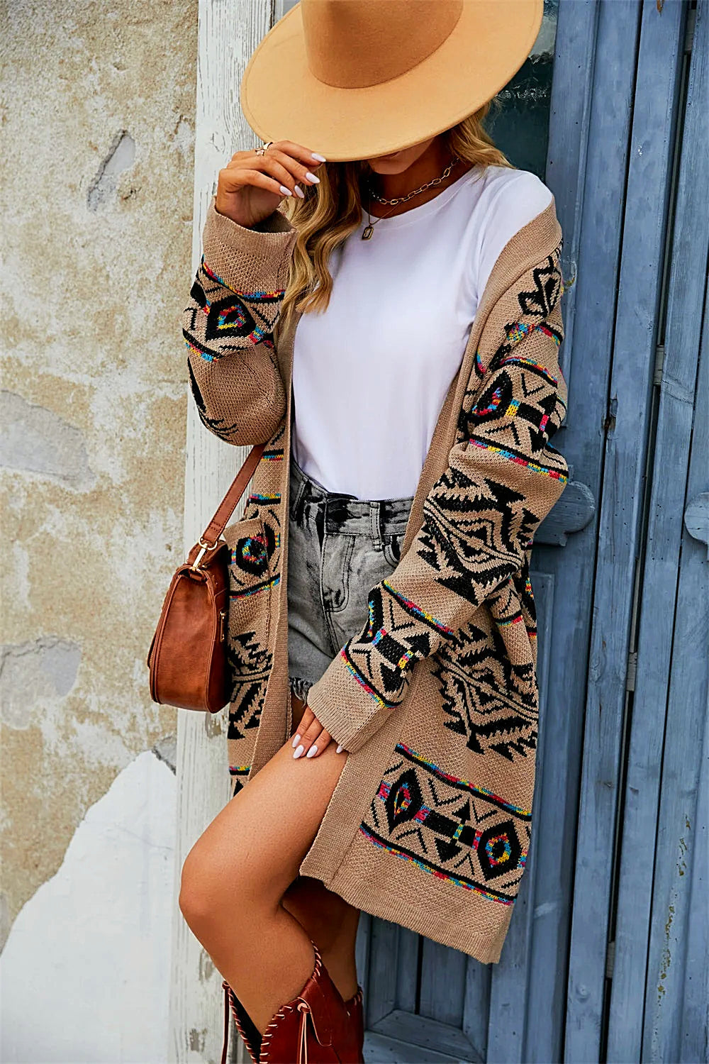 GR | Long ethnic knit cardigan for women