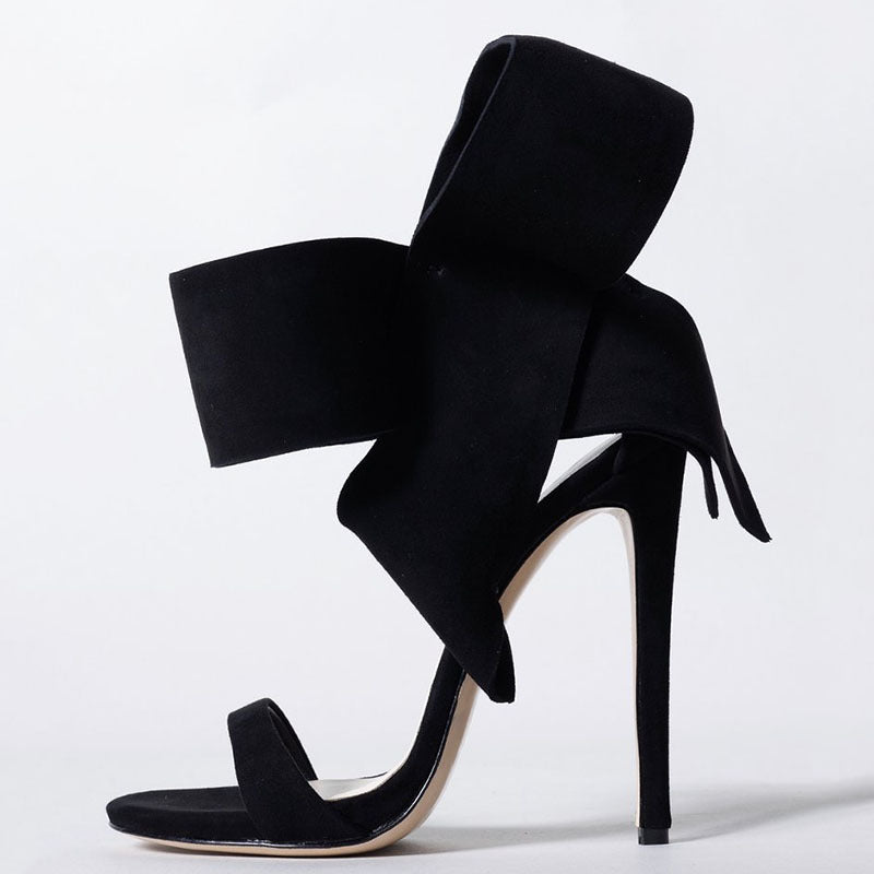 GR | Summer Plus Size Bow Ankle Strap High Heel Sandals for Women