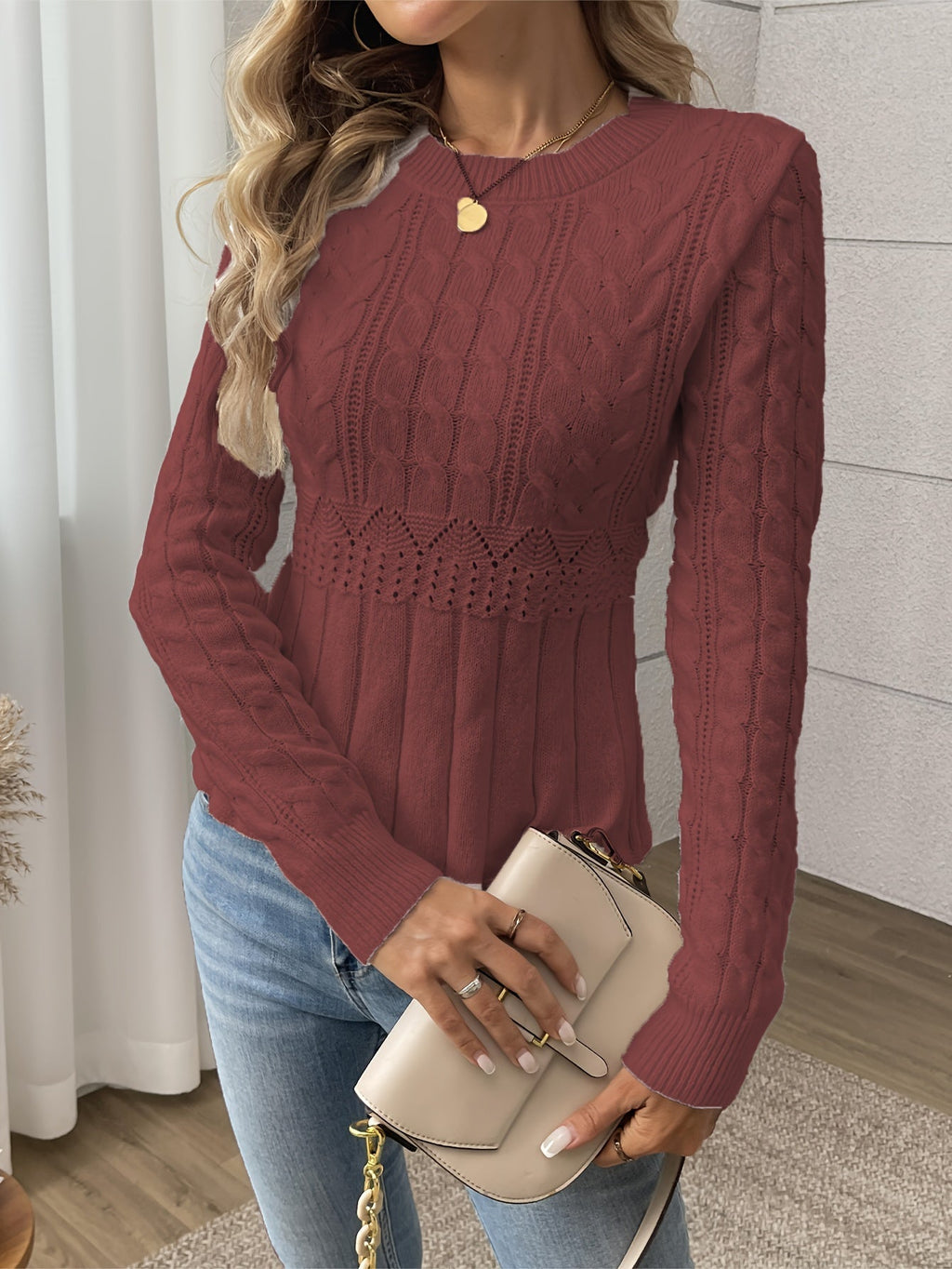GR | Gestrickter Damenpullover - Luxus Strickmuster mit bequemem Schnitt