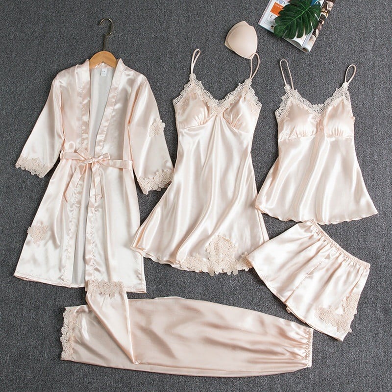 GR | Luxuriöses Satin Nachtkleid Set