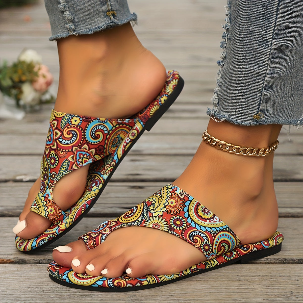 GR | Floral Flip Flops for Women