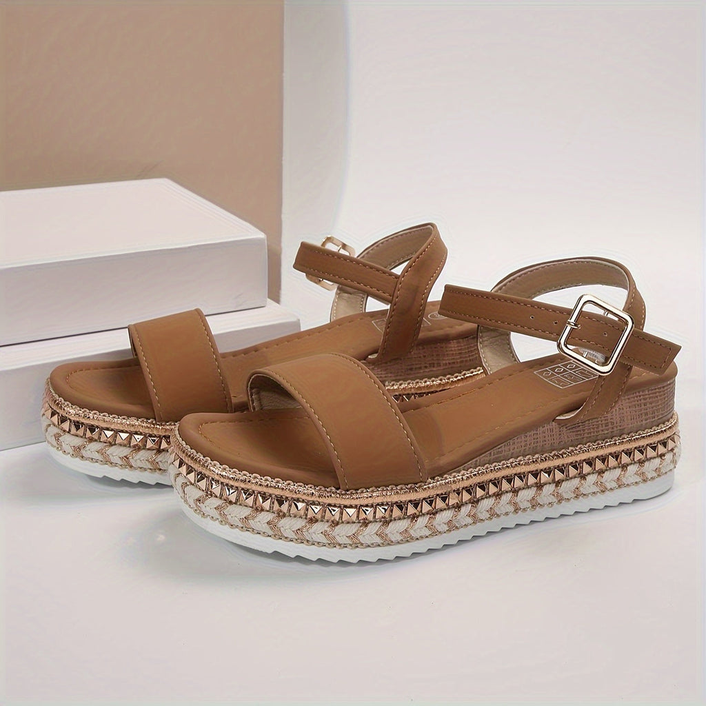 GR | Elegant Women's Buckle Comfort Platform Sandals