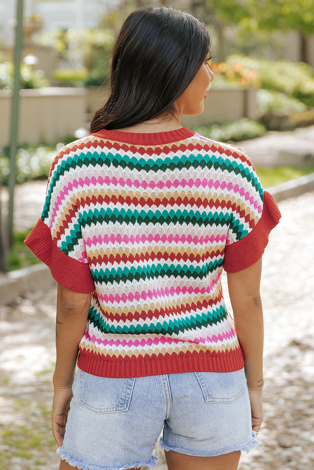 GR | Red crop top with colored texture for women